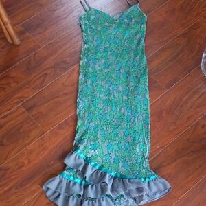 Betsey Johnson 90's Blue Gray & Teal Mermaid Dress